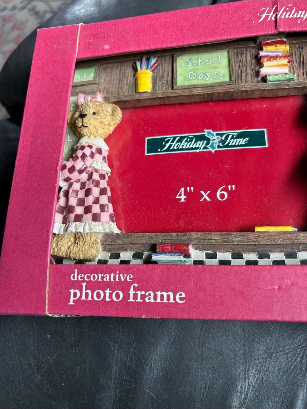 Holiday Time Pink School Days Bear Decorative Photo Frame